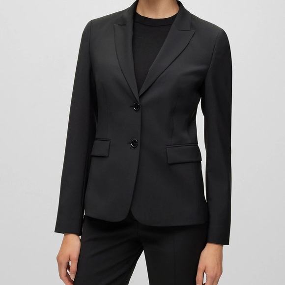 New BOSS by Hugo Boss Juleah Virgin Wool Lapel Collar Two-Button Blazer Sz 4 - Picture 1 of 11